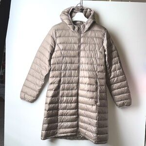 Aritzia Beige Hooded Puffer Coat